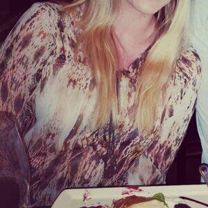 Tortoise Shell Patterned Peasant Top